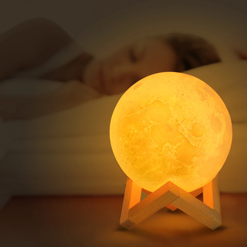 

3D Print Moon Lamp Two Color Change Touch Usb Led Night Light Home Decor Creative Gift