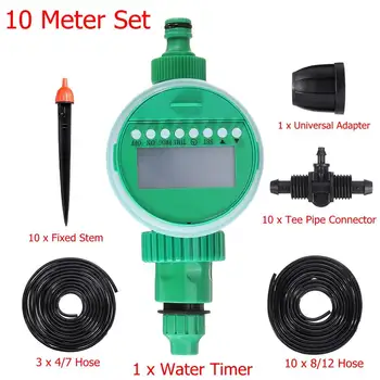

35Pcs/Set 10M DIY Micro Drip Irrigation System Hose Water Controller Timer LCD Display Automatic Garden Watering Kits
