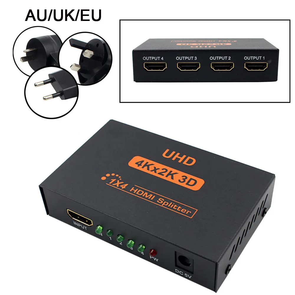 Ultra HD 4K 4 порта HDMI сплиттер 1x4 ретранслятор усилитель 1080P 3D концентратор 1 в выхода