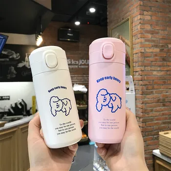 

350ml,420ml Korea Ins Simple Puppy Dog Mug Teddy Stainless Steel Water Cup Simple Art Male and Female Students Portable Cup