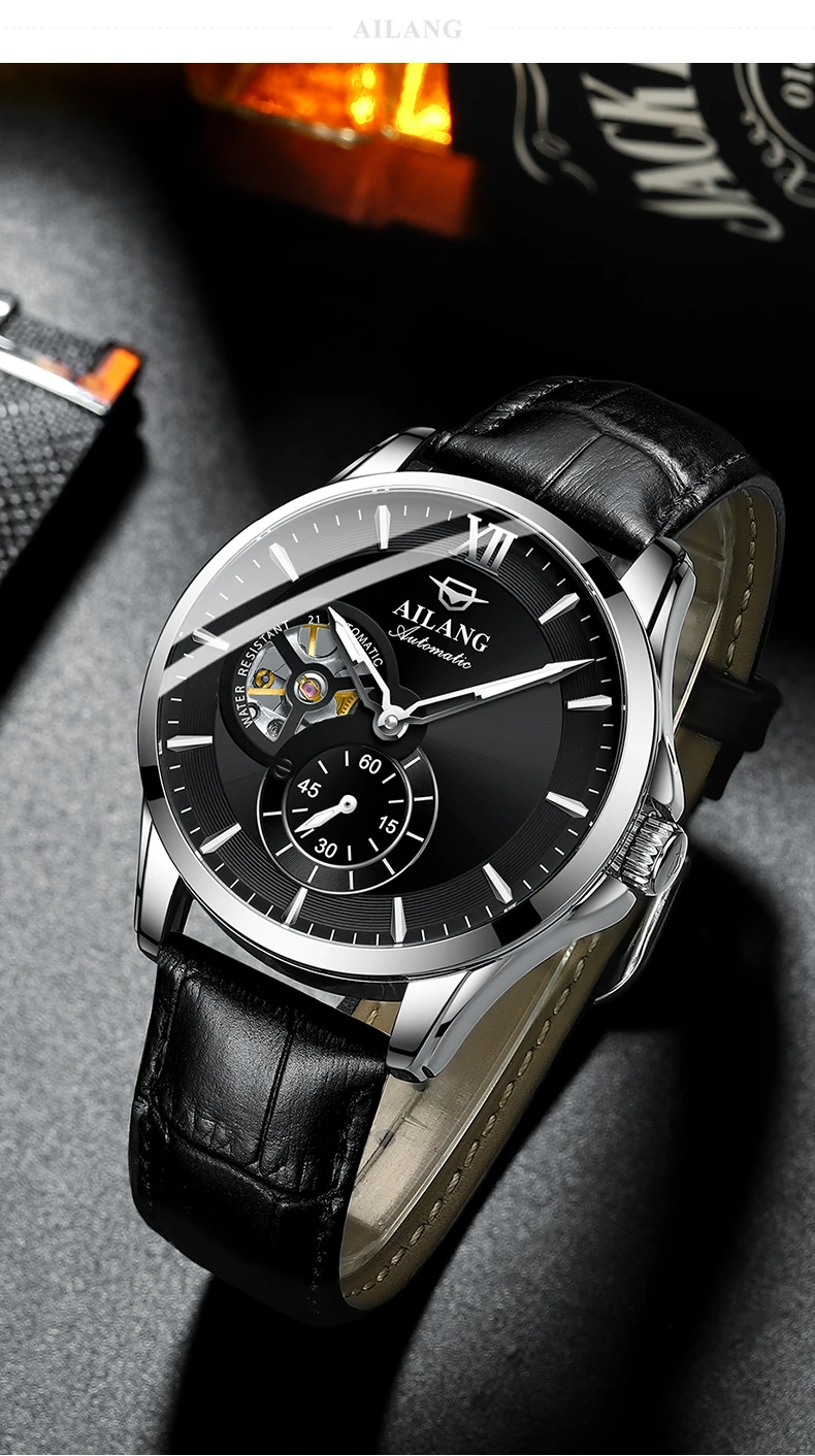 AILANG 2024 Fashion Blue Mechanical Watch For Men Stainless Steel Mens Watches Top Brand Luxury Automatic Skeleton Wristwatches_voghion.com