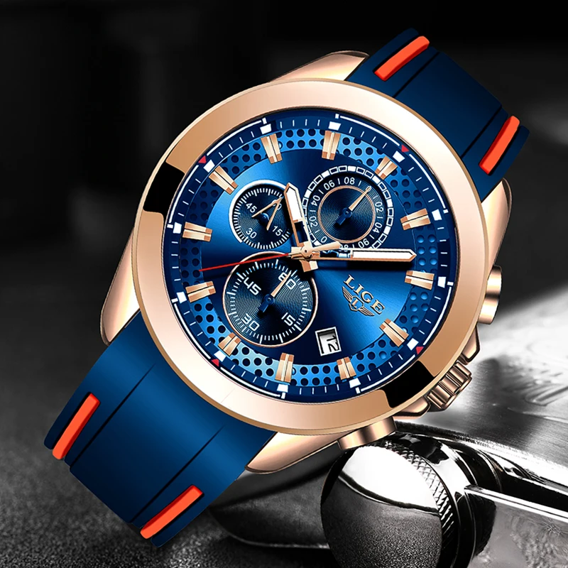 Skup Relogio LIGE nowy wielofunkcyjny zegarek sportowy mężczyźni wodoodporny zegar mężczyzna wojskowy żel krzemionkowy mężczyźni zegarki na rękę zegar reloj hombre
