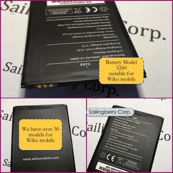 

Battery suitable for WIKO mobile with battery model 5260