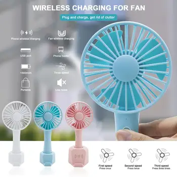 

Creative Design Portable Handheld Fan 3-Speed Settings With Multi-purpose Wireless Charging Base Phone Stand Dropshipping CSV