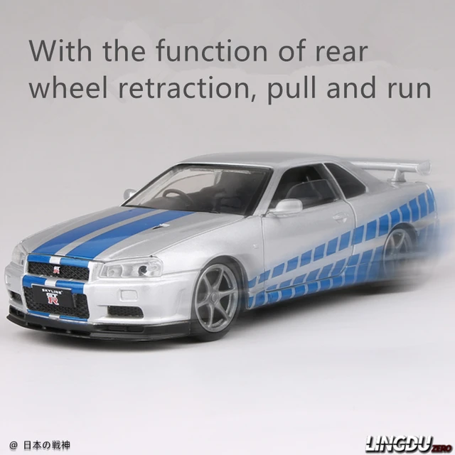 1:32 Nissan Skyline Ares GTR R34 Alloy Sports Car Model Diecasts Metal Toy Car Model High Simulation Sound Light Childrens Gift 4
