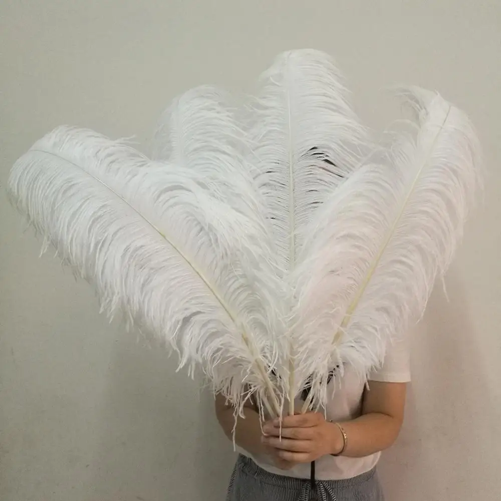 Wholesale 50Pcs White Ostrich Feathers for Crafts 15 75cm White