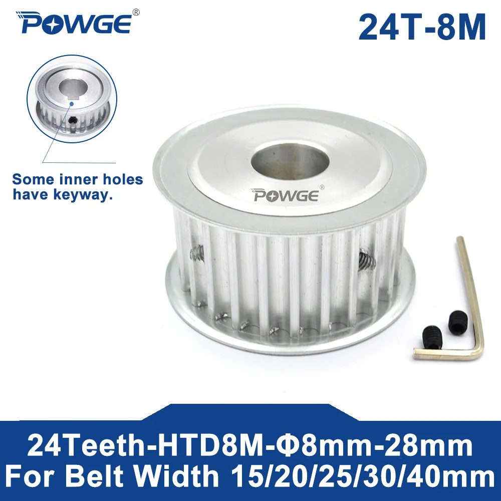 Powge Htd 8M 24 Denti Puleggia Sincrona Foro Della Chiavetta 8-28Mm Per Larghezza Cinghia 15/20/25/30/40Mm Htd8M 24-8M Af 24 T 24 Denti