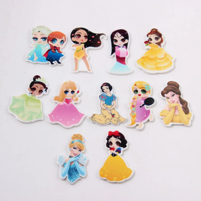

Princess Mixed Planar Resin Charms for Rubber Band Hair Pin Brooch Decoration 10PCS Snow White Sophia Charms