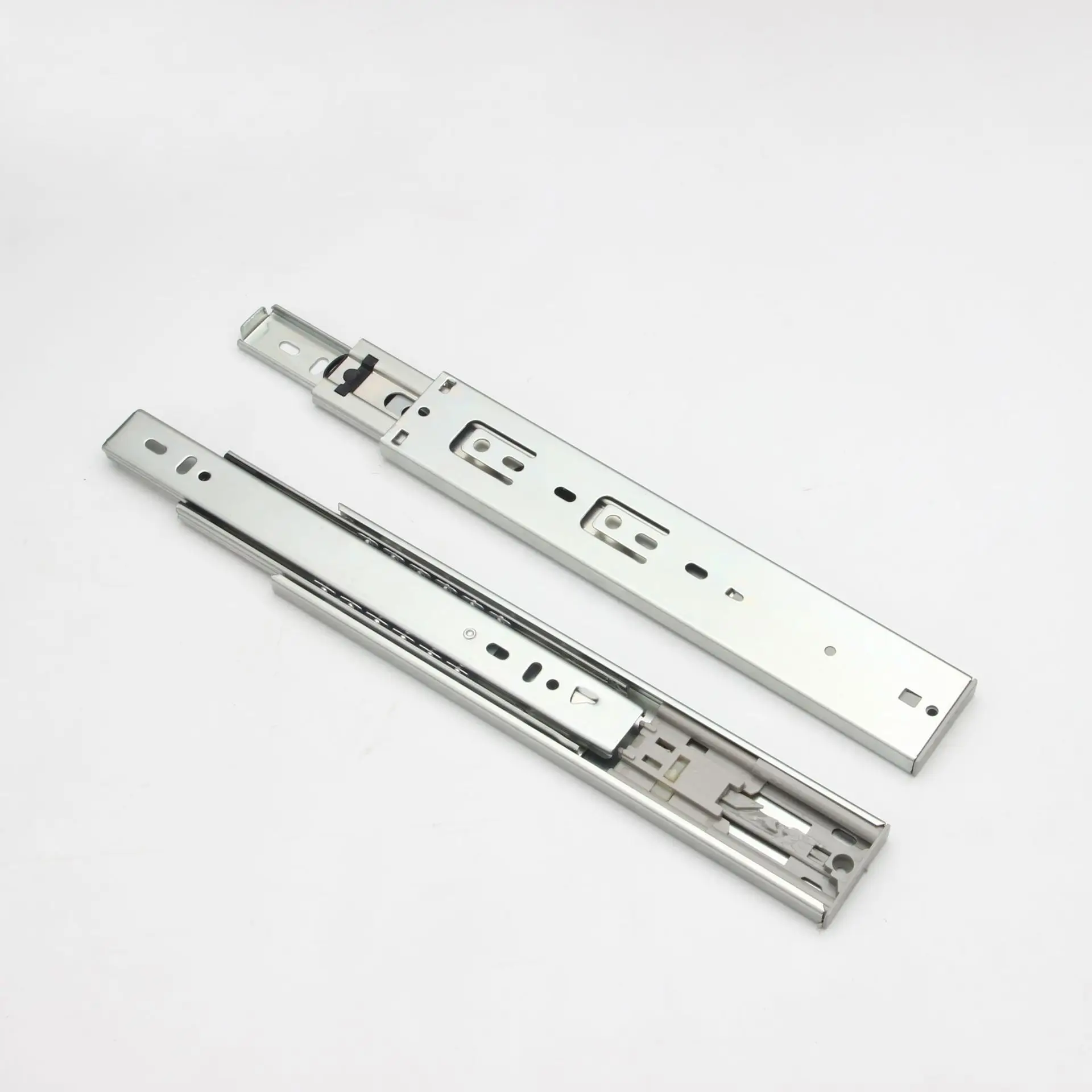 

Wholesale Side Installation 45MM Wide Free-Handle Elastic-Rail Hidden Rebounding Three-section Ball Bearing Drawer Slideway