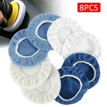

Pack of 8 Car Polisher Pad Bonnet Soft Microfiber Polishing Bonnet Buffing Pad Cover For Car Polisher 5-6" universal auto access