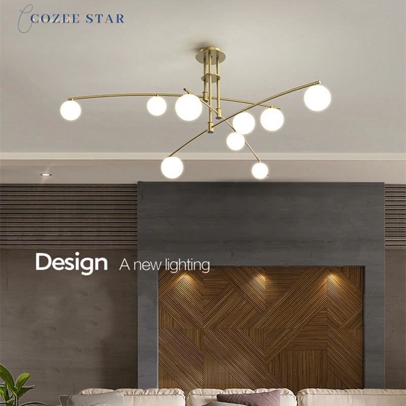 

Nordic LED Chandeliers Lighting Modern Iron Glass Ball Gold Black Lamps Lustre Home Decoration Bedroom Living Room Lights