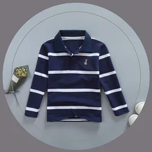 BOY'S T-shirt 6-24 Code Large Children Pure Cotton Long Sleeve Stripes Polo Shirt AliExpress without Short Supply