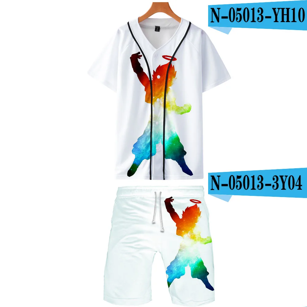 Dragon Ball 3D Printed Two Piece Set Fashion Summer Baseball T-shirts+Beach Shorts Hot Sale Casual Streetwear Clothes - Цвет: Коричневый