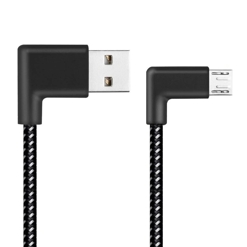 Кабель для зарядки смартфонов с нейлоновой оплеткой и разъемом под углом 90 градусов Micro USB Quick Charge power Android кабели Fle