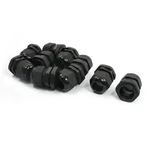 10 шт. PG21 28 мм резьба черный пластик водонепроницаемый кабельный ввод соединения 13-18 мм