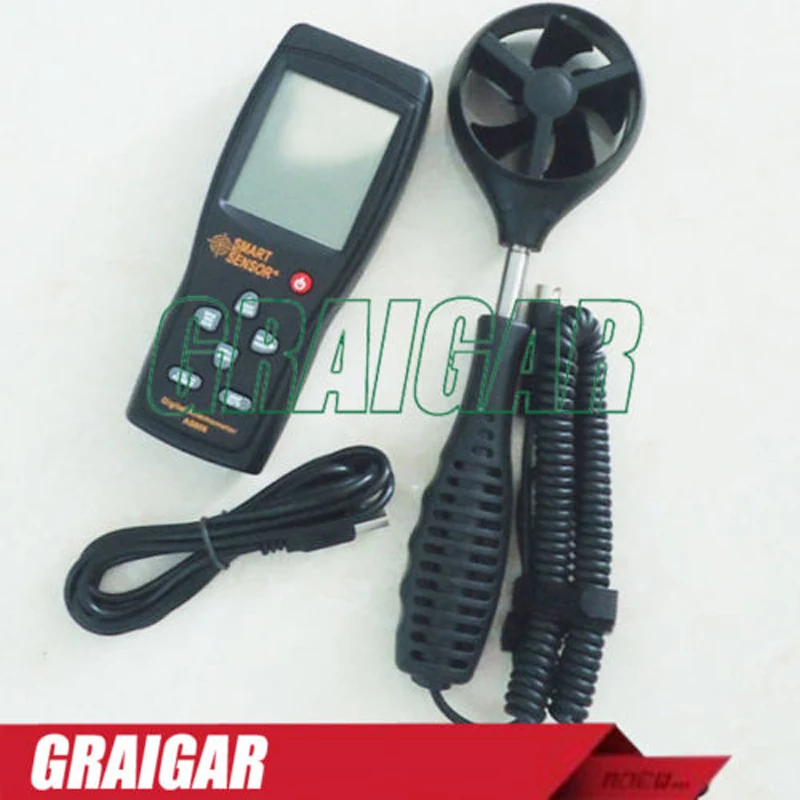 

Smart Sensor AS856 0.3-45M/S digital anemometer wind speed meter hand-held Anemometer Thermometer air speed meter