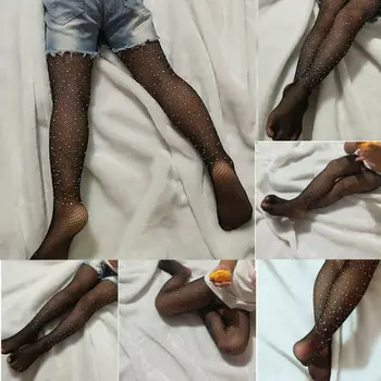 

Fashion Toddler Kids Mesh Fishnet Net Tights Pattern Pantyhose Stockings Rhinestone Shine Girls Children Fashion Casual
