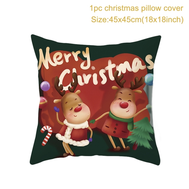 Cushion Cover Merry Christmas Decorations for Home 2021 Christmas Ornament Navidad Noel Xmas Gifts Happy New Year 2022