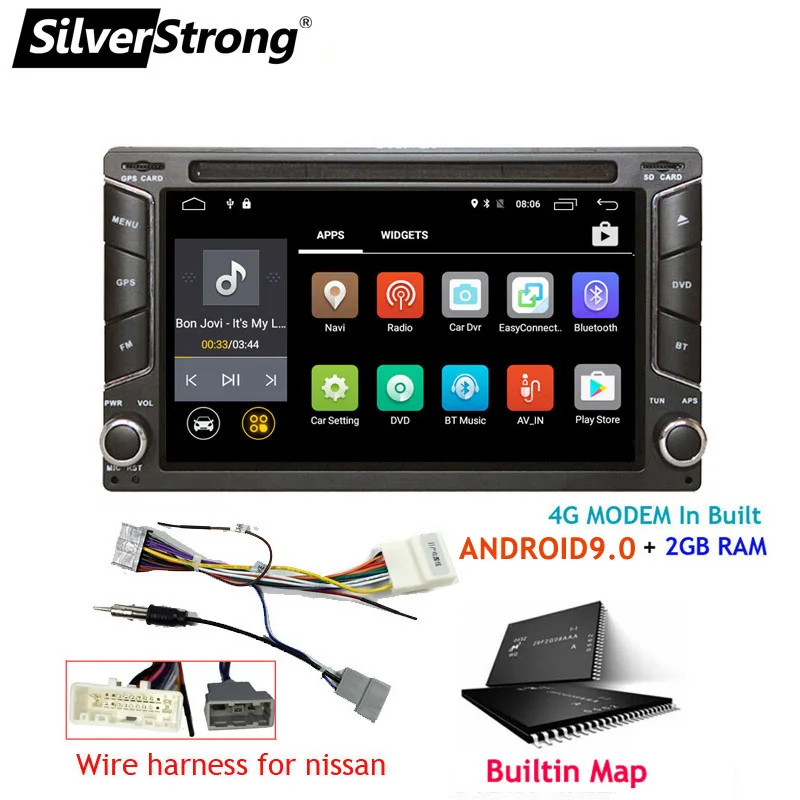 6258 Wire for NISSAN SilverStrong Android9.0 2Din автомобильный DVD 4G модем 2Din радио универсальный автомобильный стерео двойной Din gps автомобильный android радио 6258 - Цвет: 6258 Wire for NISSAN