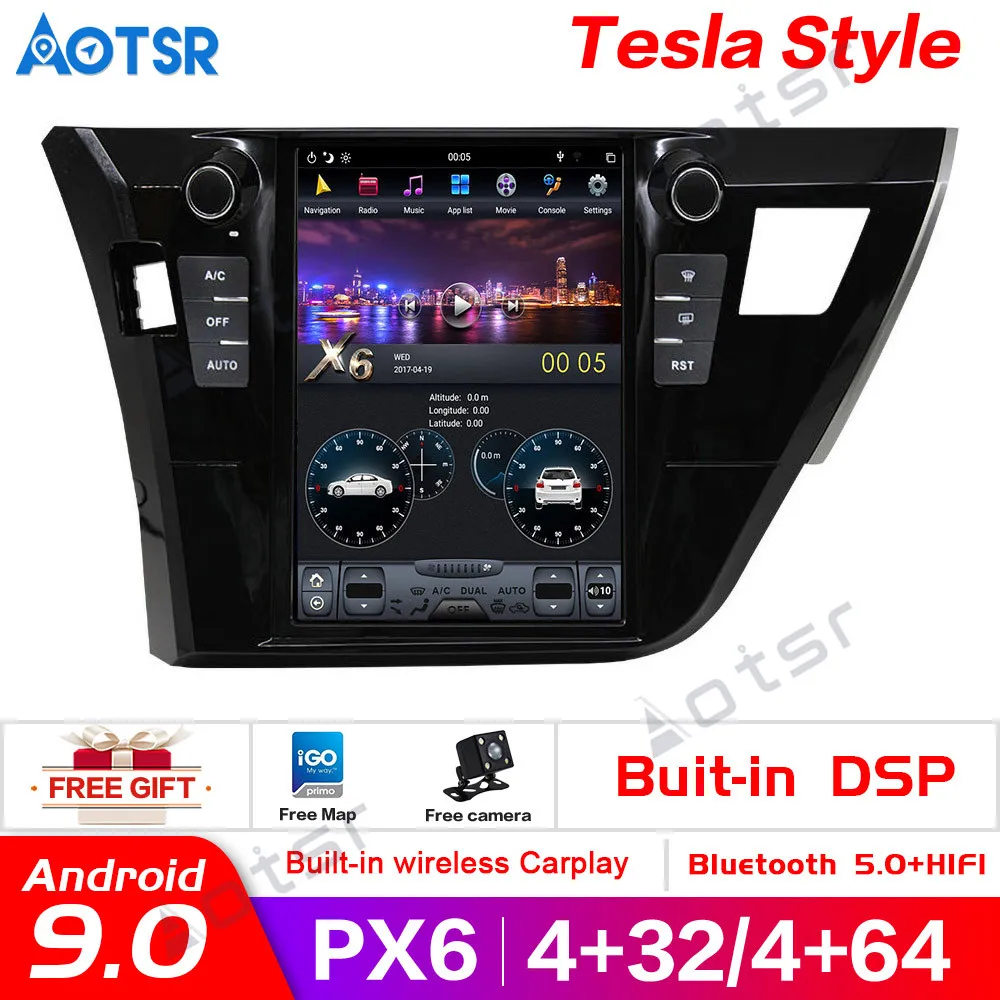 Автомобильный DVD плеер в стиле Tesla без плеера Android 9 0 для Toyota Corolla 2014 2015 2016