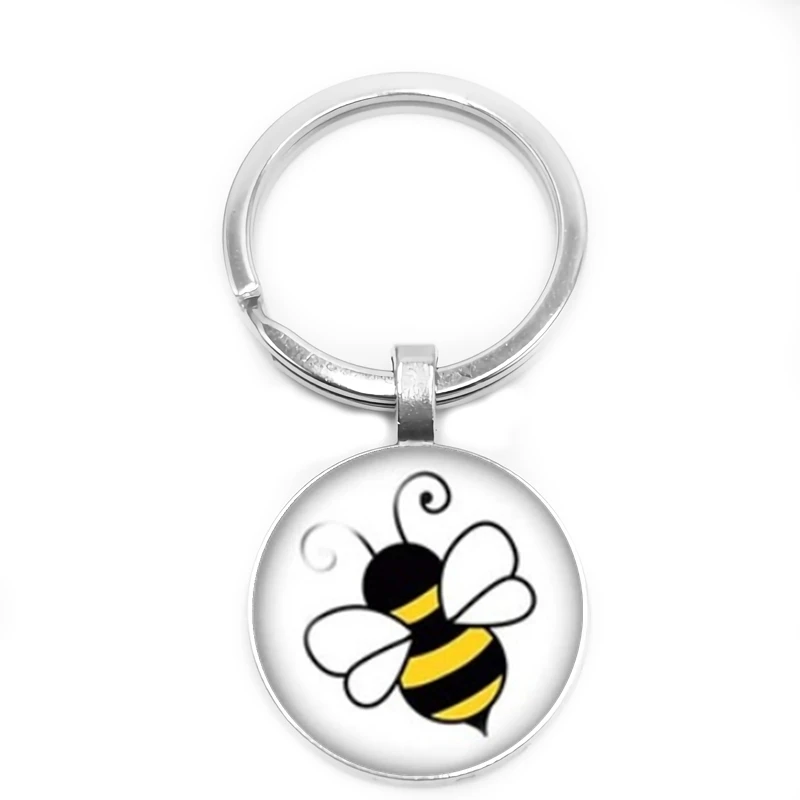 Hot! 2019 moda dzieci Cute Bee serii szkło Cabochon brelok Wasp breloczek biżuteria prezent