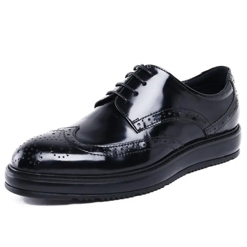 

Spring Shoes Wingtip Handmade Platform Patent Leather Men Oxfords Derby Fashion Creepers New Black Brogue Italy