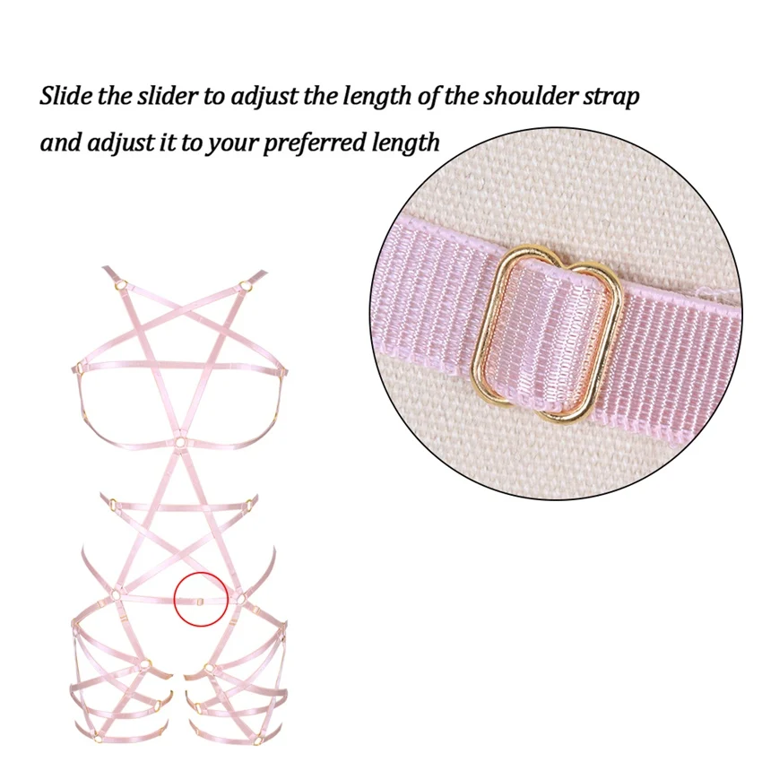 Розовый жгут полный тела ленточная подвязка пояс эластичные большого размера топы милый пентаграмма пастельный, готический белье клетка художественная танцевальная одежда