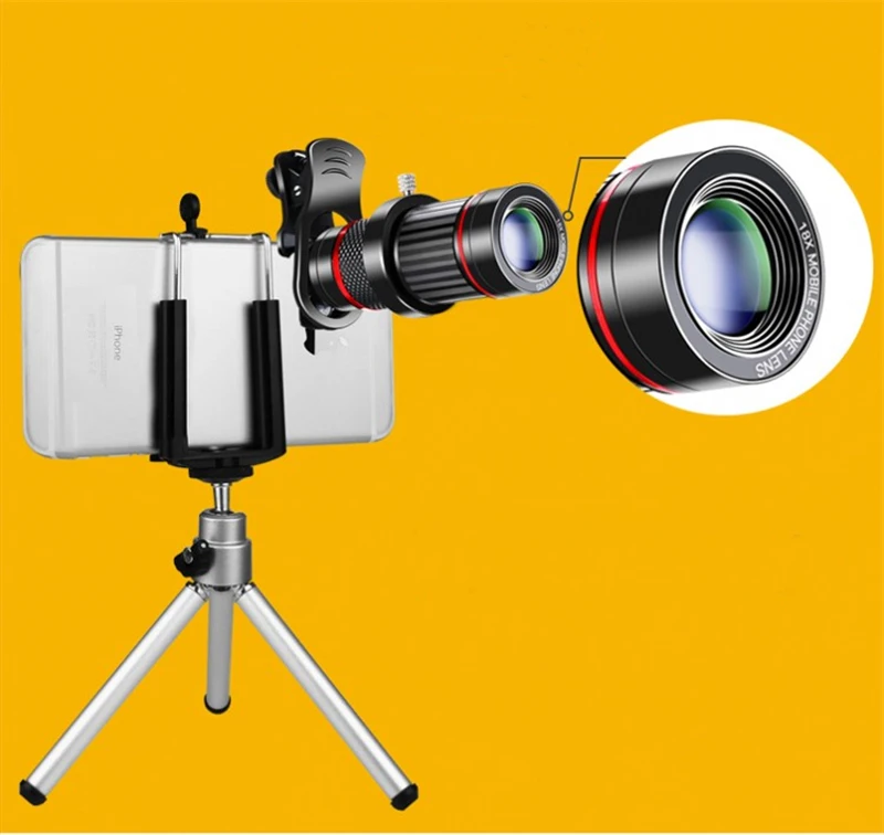 18X зум телеобъектив 4K HD металлический Монокуляр телескоп Телефон объектив камеры для iPhone samsung смартфон мобильный