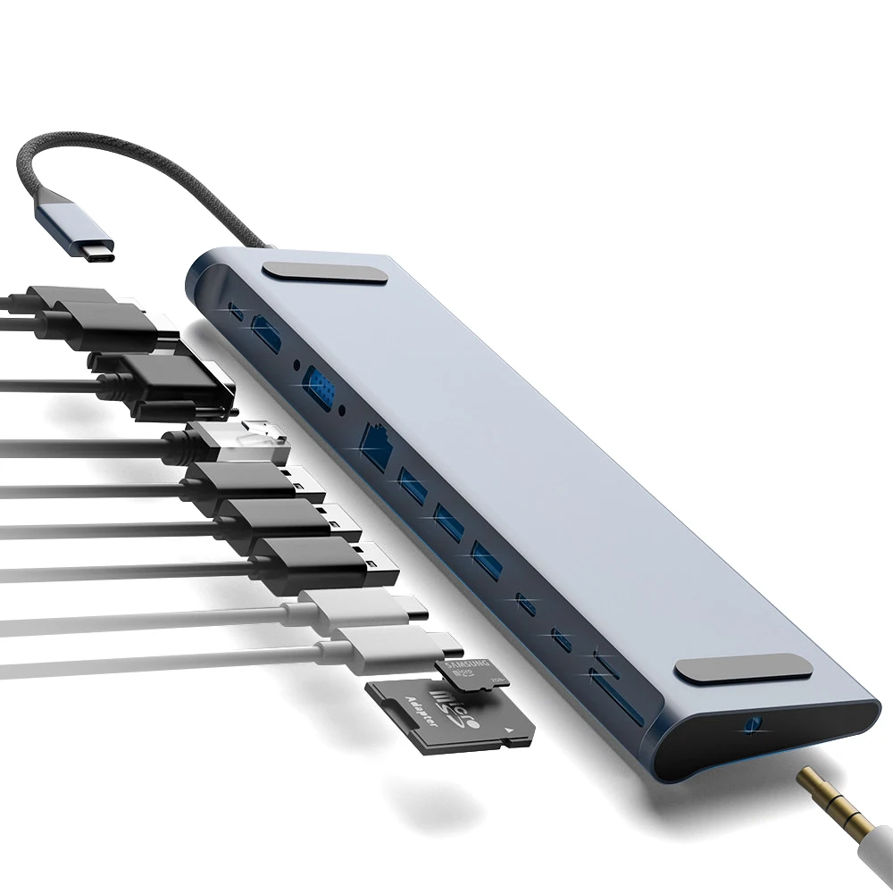 S SKYEE 12-en-1 USB tipo C a HDMI RJ45 de USB3.0 de adaptador para MacBook Pro aire muelle 3 puerto