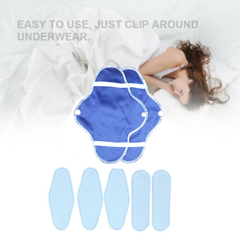 

8pcs Women Reusable Sanitary Pads Hygiene Foldable Bag Menstrual Cloth Set Washable Feminine Polar Fleece Soft Portable Towels