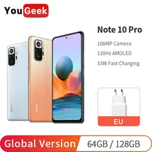 Global Version Xiaomi Redmi Note 10 Pro 64GB/128GB Snapdragon 732 AMOLED Screen 33W Fast Charge 5020mAh 108MP Quad Camera