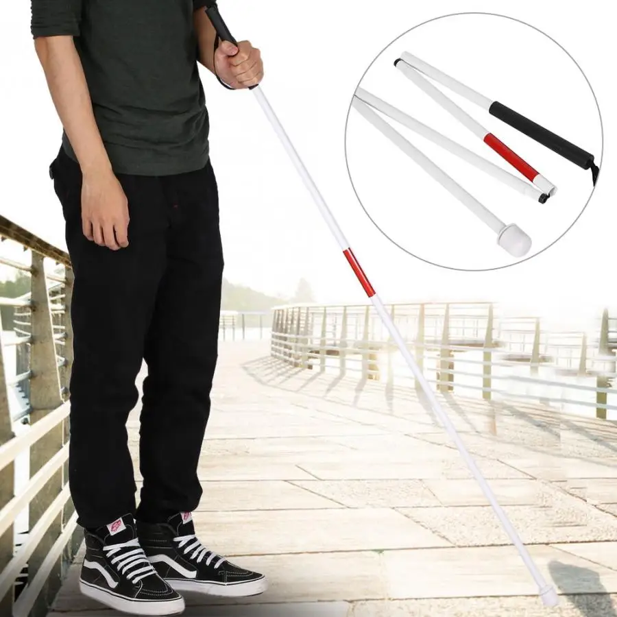 127cm 4 Sections Aluminum Alloy Folding Blind Cane Walking Stick For