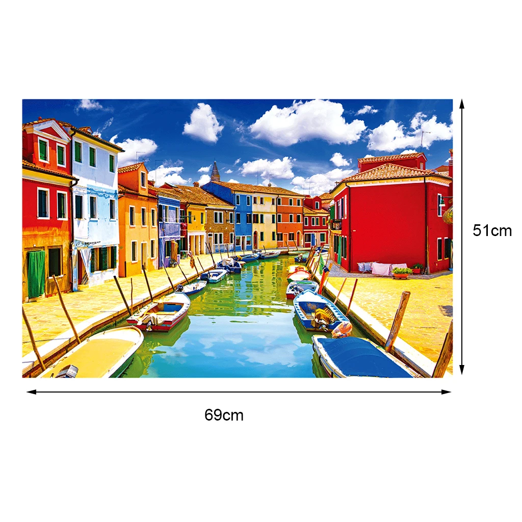 DIY 1000 Pieces Puzzle Set Beautiful Painting Country Landscape Jigsaw Scenery Puzzles Toy for Children Adults Home Decoration 