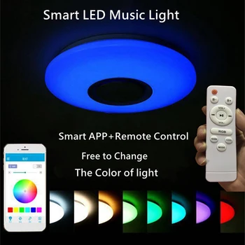 

Smart LED APP + Remote Control Bluetooth Speaker with RGB Dimmable Ceiling Light Panel Lamp Loundspeaker Player For Kids Bedroom