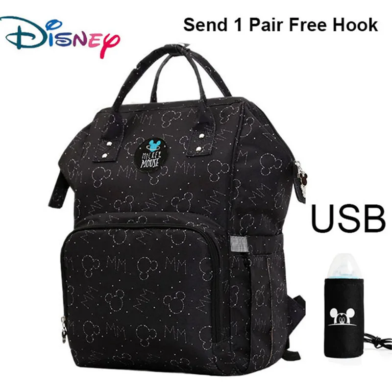 

Disney Baby Diaper Bags USB Heating waterproof Maternity Nappy Diaper Stroller Bag Insulation Large Capacity Mochila Backpack