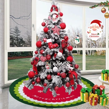 

Removable DIY Christmas Tree Skirt Four-Layer Non Woven 47.2 Inch Tree Skirt with White Piping Party Decorations