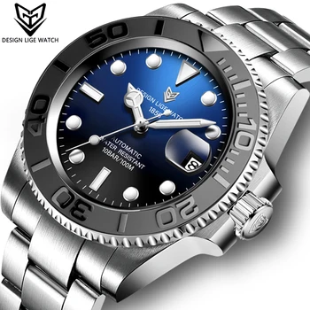 

2020 LIGE Men Automatic Mechanical Clock Fashion Business Waterproof Sapphire Glass Watches For Mens 316L Steel NH35 Movement