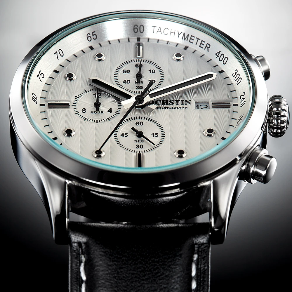 OCHSTIN Top Brand Luxury Men Watches Quartz Wristwatch Waterproof Male Sports Chronograph Casual Leather Strap Clock 2022