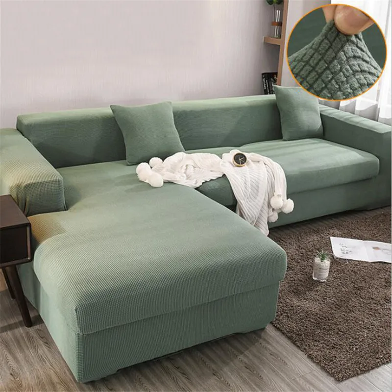 

Solid Color Sofa Cover Living Room Corner Couch Cover Non-slip Elastic Sofa Protection Cover For 1/2/3/4 Seater