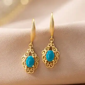 

S925 sterling retro personality of women's earrings