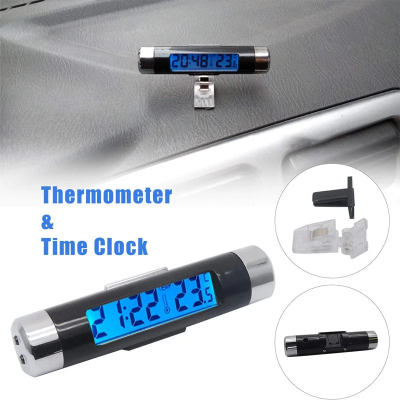 Car Temperature Clock Universal Auto Dashboard Digital Clocks LCD
