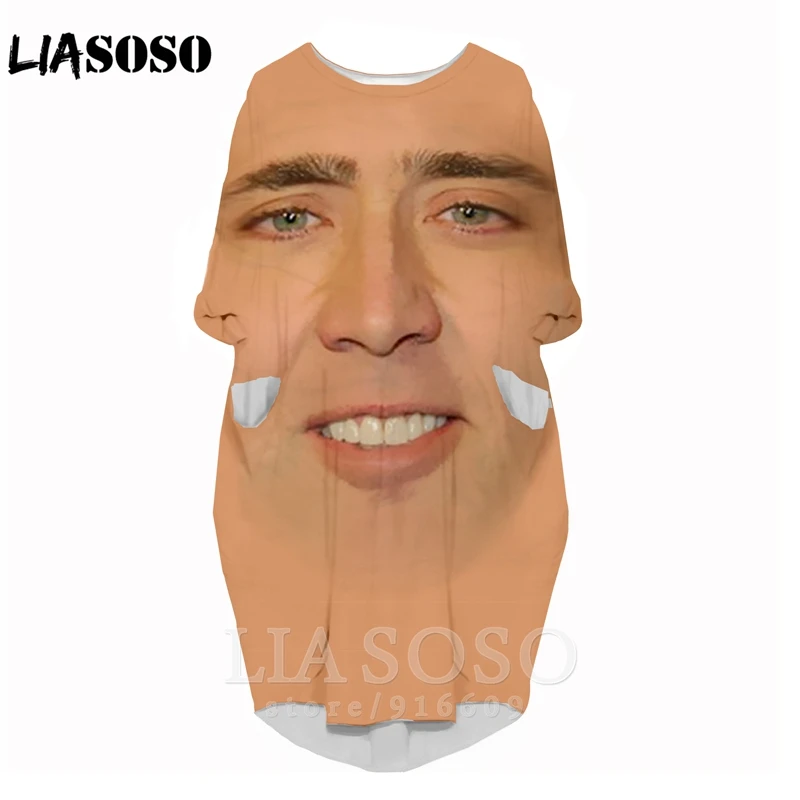 

3D print fashion funny winter shirt suit rock Harajuku skirt women anime gown Nicolas Cage girl clothing long-sleeved dress A129