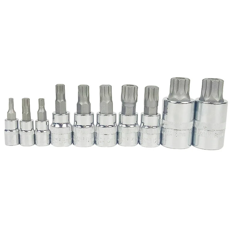 10PCS/set 12Point MM Triple Square Spline Bit Socket S2 Steel MM 4mm- 18mm Tool