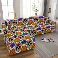 Psychedelic Skull L Shape Stretch Sofa Cover 1/2/3/4 seat Non-slip Combination Couch Covers Elastic Slipcover For Living Room 1