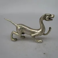 

Antique antiques Collectible Decorated Old Handwork Tibet Silver Carved "White Tiger "sacred animal Statue/ Sculpture