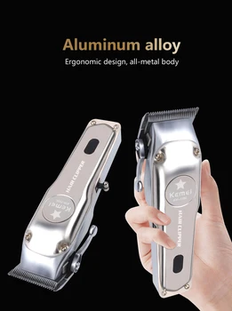 

Kemei KM-1996 Retro Oil Head Electric Clipper Full Metal Body High Power Hair Clipper Electric Push Professional Barber Tool