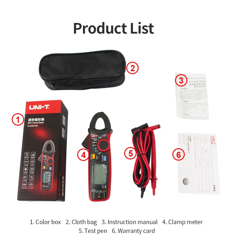 voice volume meter UNI-T UT204 Plus/UT210 Series Clamp Ammeters. Temperature Voltage Tester LCD Digital Current clamp AC/DC NCV True Rms Multimeter loggers tape measure