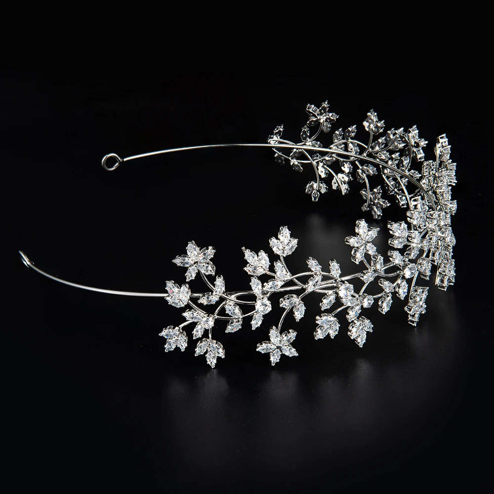 Fashion Bride Hair band Flowers Wedding Tiaras Zircon Women Hair Accessories Jewelry Headpiece Soft Luxury Barrettes Hairband