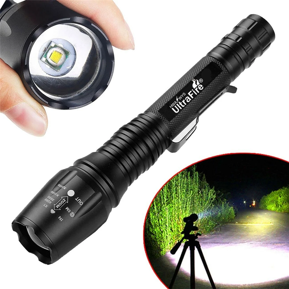 

7000LM LED Flashlights Torch XM-L2 Zoomable Tactical Torch Portable For 2x18650 batteries Aluminum Bicycle LED Flashlight Light