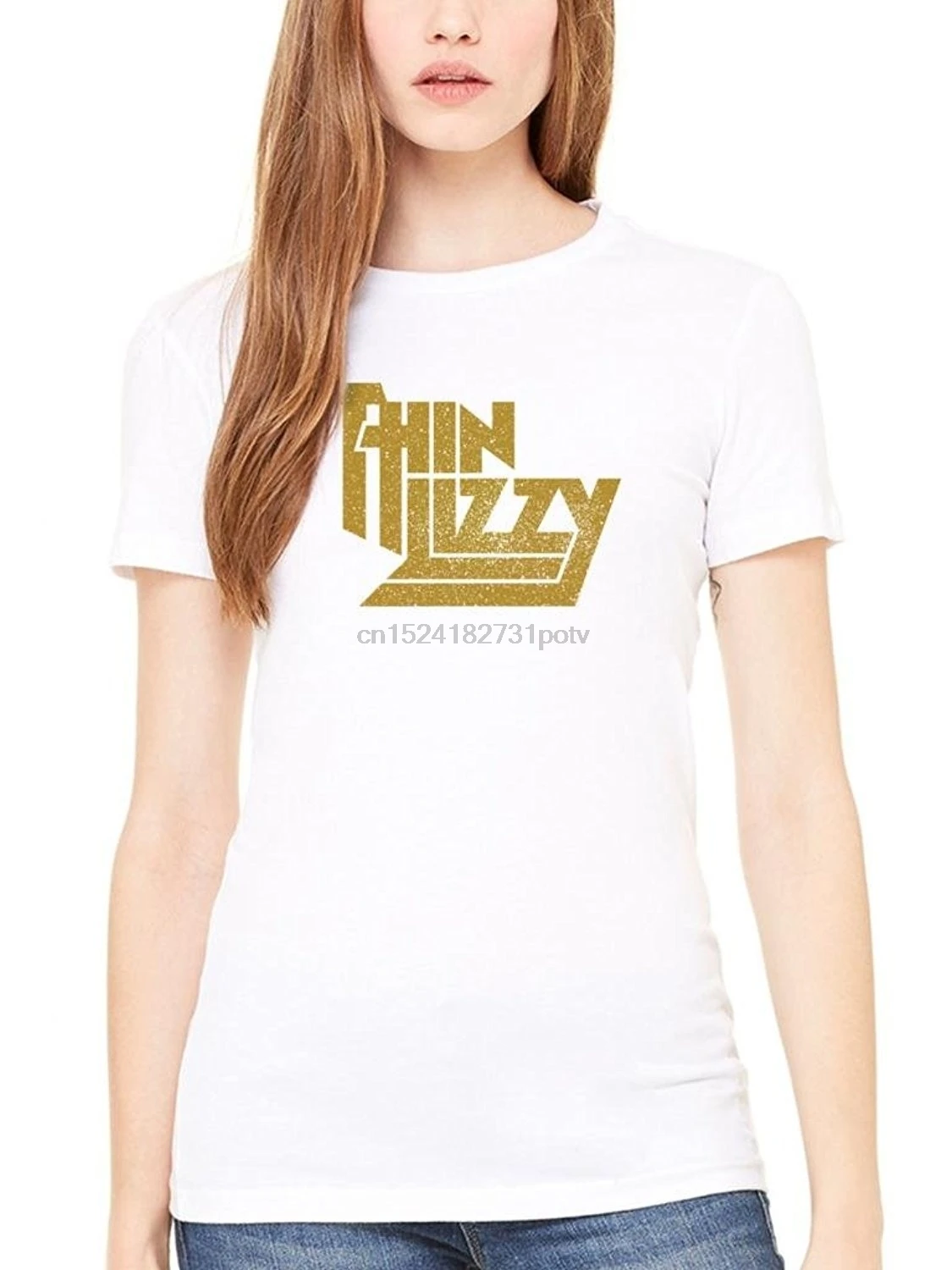 Frauen Thin Lizzy Gold Sparkle Logo T Shirt Irish Rock Band Jailbreak Casual Kurzarm Frauen Sexy T Hemd Weiss T Shirts Aliexpress